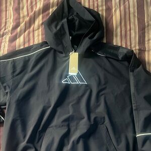 Adidas Black Windbreaker with Hood